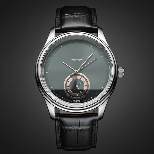 AurexTime - Reloj Clásico De Cuero Con Esfera Dorada En Dos Tonos